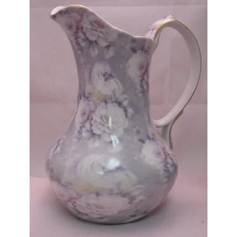 Madison & Max‎ at Home Gray Mauve Floral Roses Pitcher Ewer